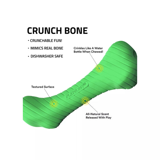 Playology Holiday Mom's Turkey Scented Crunch Bone Dog Toy, Jumbo