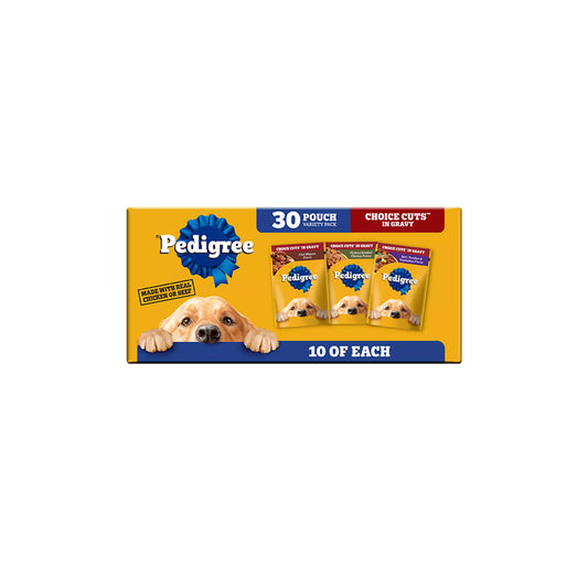 Pedigree® Choice Cuts Pouch Adult Wet Dog Food & Meal Topper - 30 Count, Variety Pack