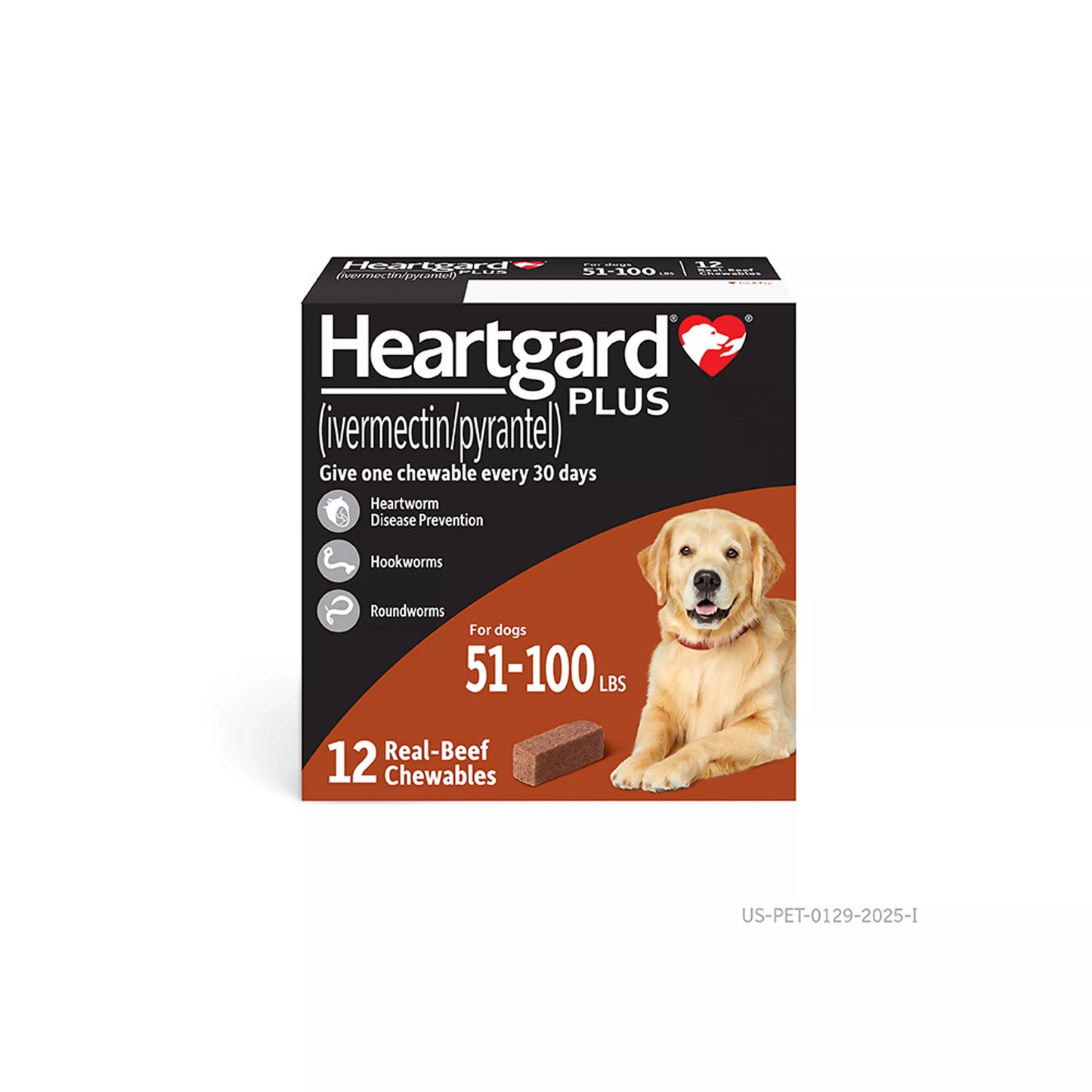 Heartgard Plus Chewables For Dogs 51-100 lbs Brown