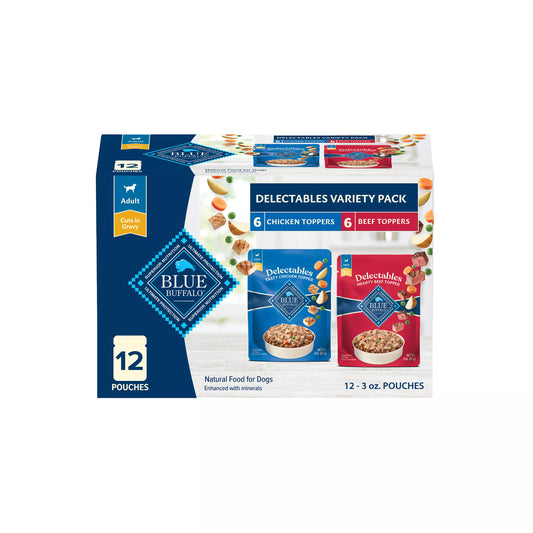 Blue Buffalo® Delectables Variety Pack Adult Dog Food Topper - Chicken & Beef, 3 oz, 12 Count