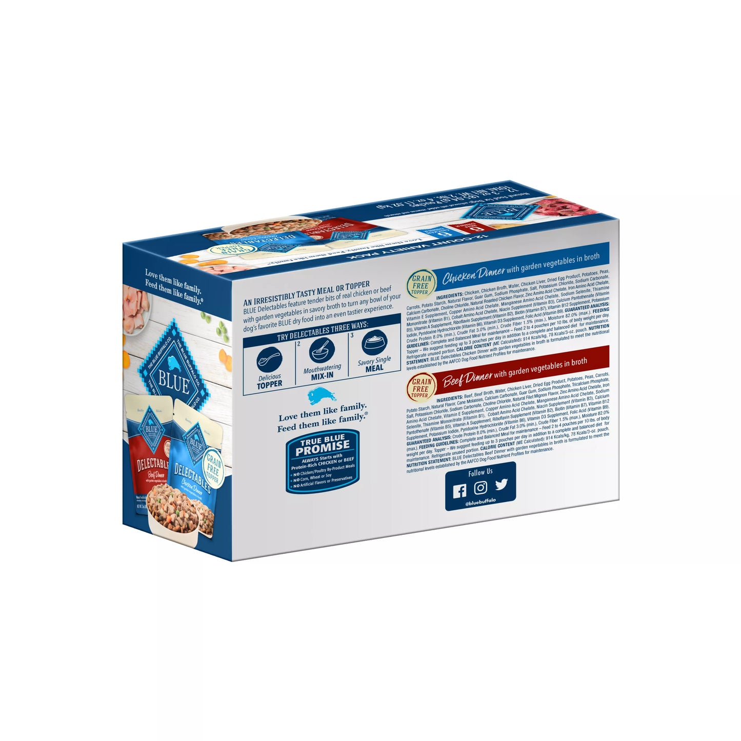 Blue Buffalo® Delectables Variety Pack Adult Dog Food Topper - Chicken & Beef, 3 oz, 12 Count