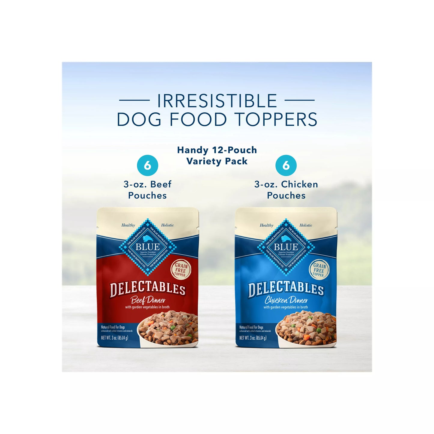 Blue Buffalo® Delectables Variety Pack Adult Dog Food Topper - Chicken & Beef, 3 oz, 12 Count