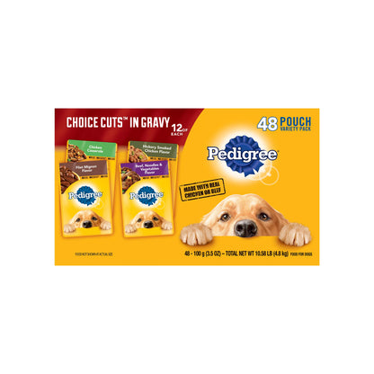 PEDIGREE Choice Cuts in Gravy Adult Wet Dog Food - 3.5 Oz.,48 Count, Variety Pack