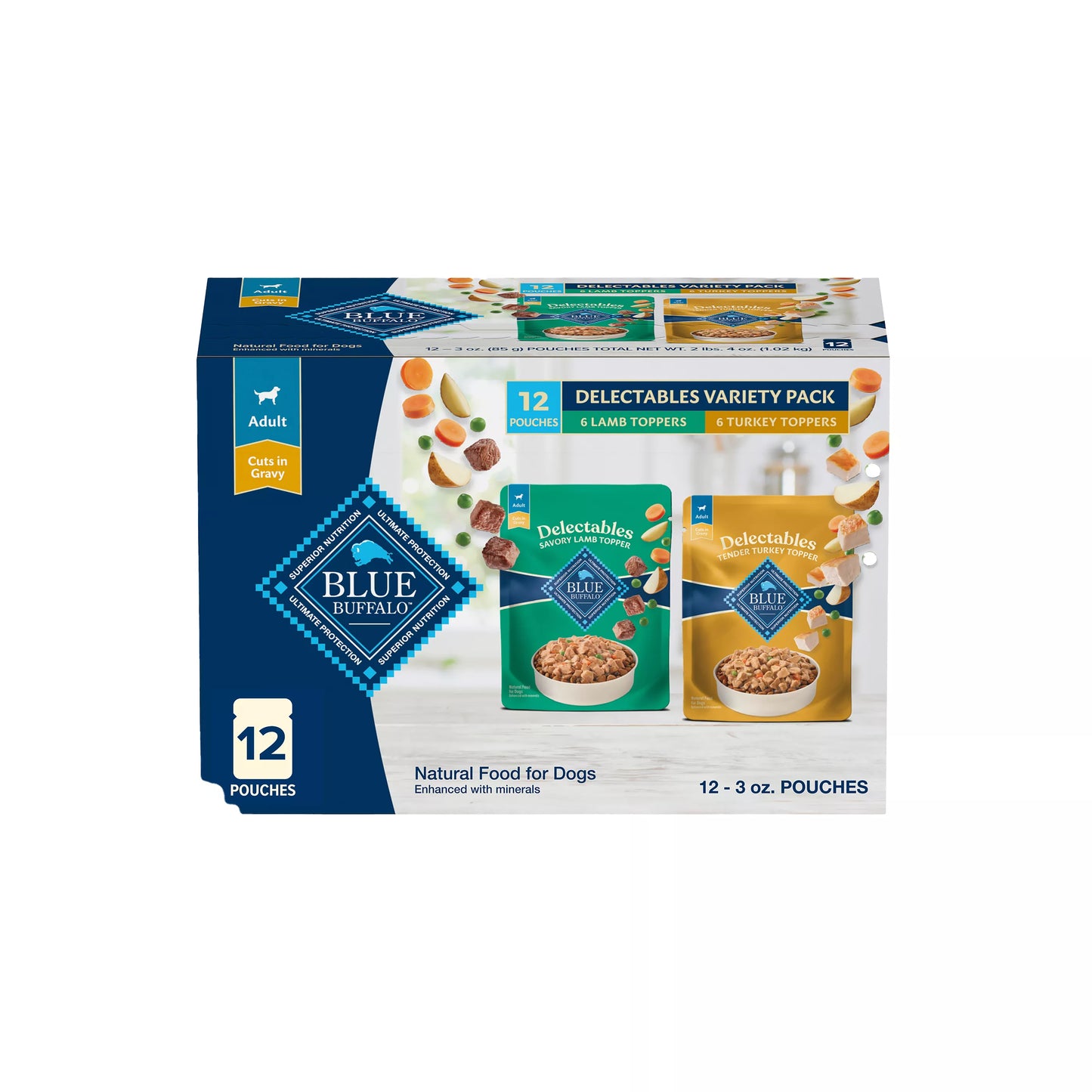 Blue Buffalo Delectables Variety Pack Adult Dog Food Topper - Lamb & Turkey, 3 oz, 12 Count