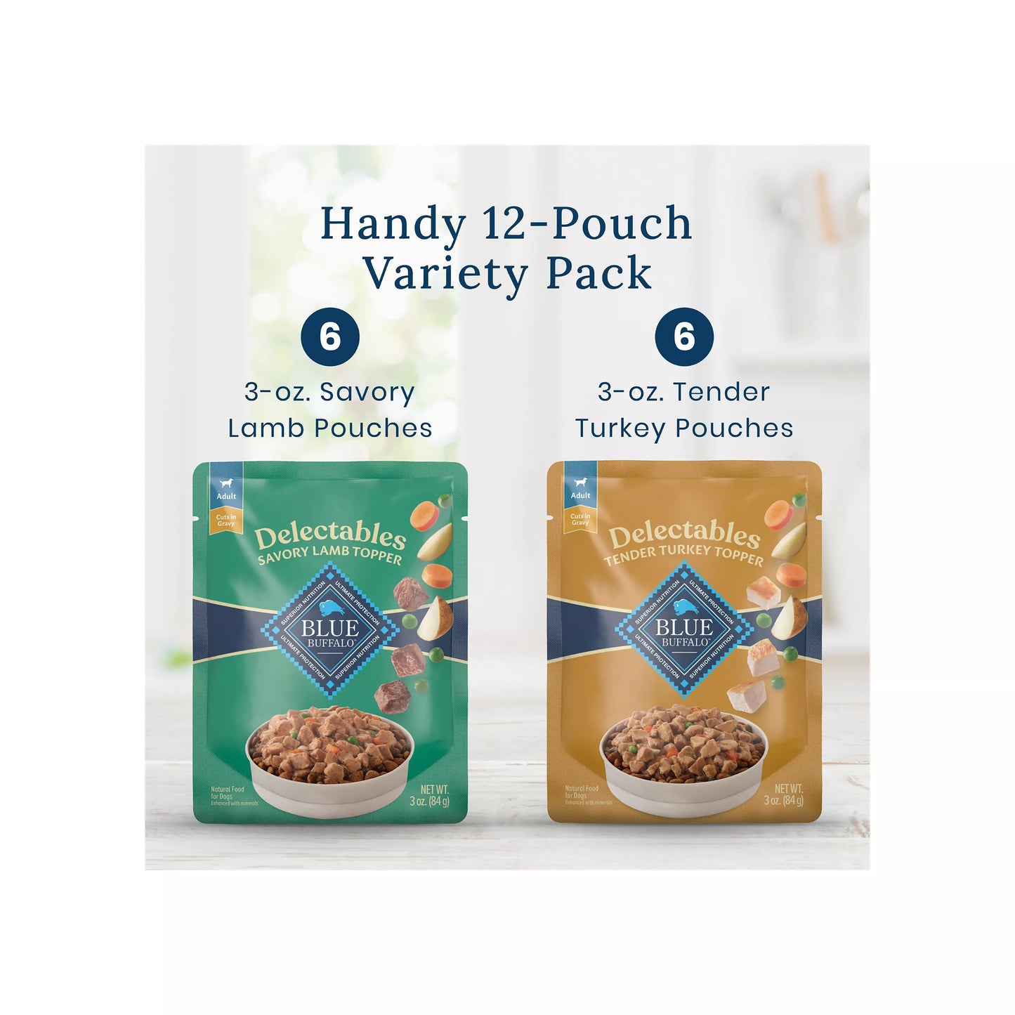 Blue Buffalo Delectables Variety Pack Adult Dog Food Topper - Lamb & Turkey, 3 oz, 12 Count