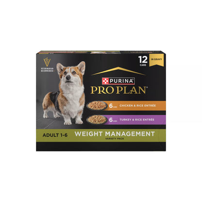Purina Pro Plan Weight Management Variety Pack Adult Dog Wet Food - Chicken & Turkey, 13 oz, 12 Ct