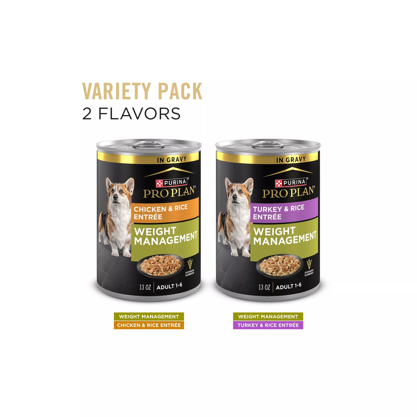 Purina Pro Plan Weight Management Variety Pack Adult Dog Wet Food - Chicken & Turkey, 13 oz, 12 Ct