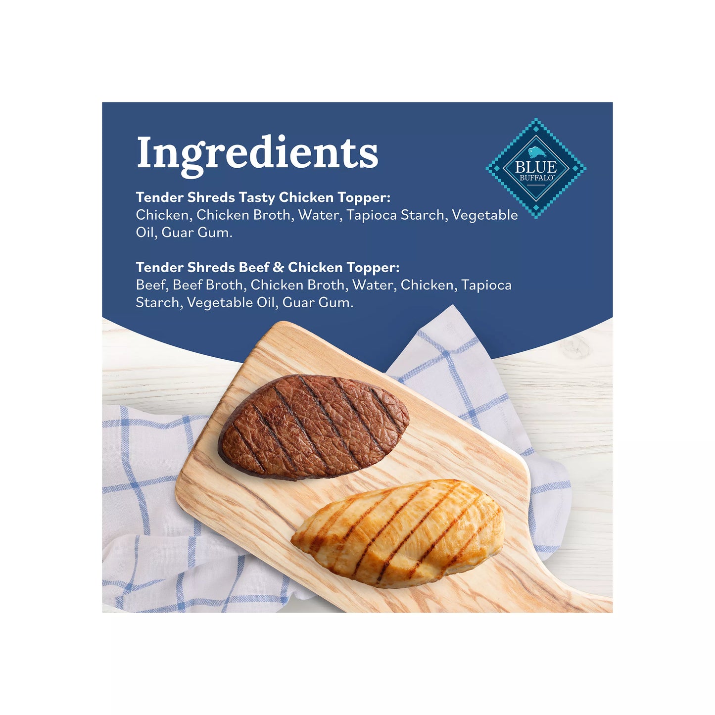 Blue Buffalo Tender Shreds Variety Pack All Life Stage Dog Food Topper - Chicken & Beef, 12 Count