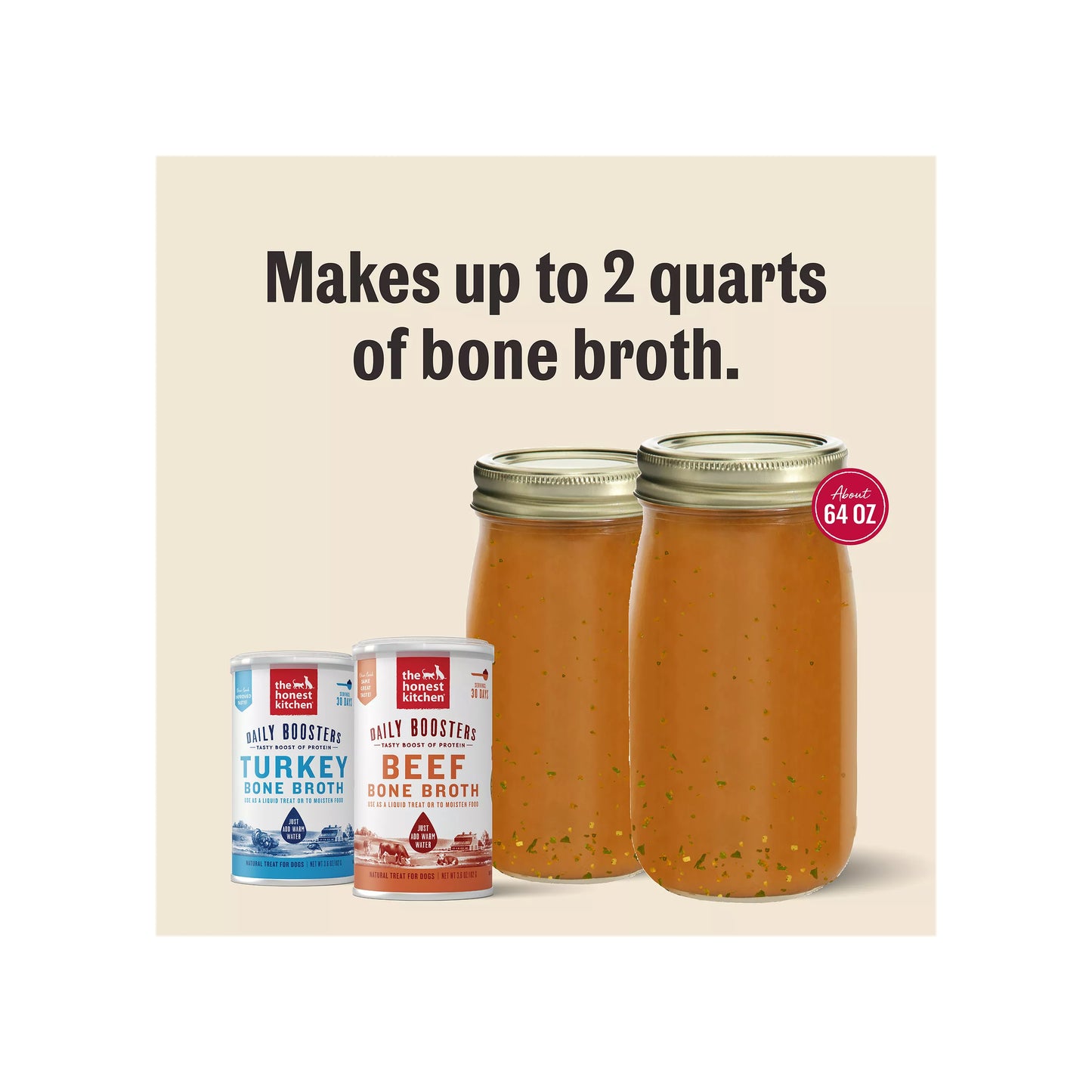 The Honest Kitchen Daily Boosters Dehydrated Bone Broth All Life Stages Dog Food Topper - Beef