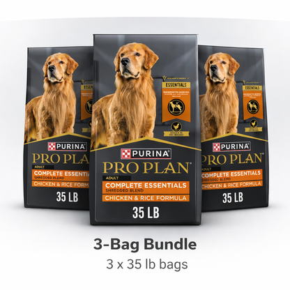 3-Bag Bundle of Purina® Pro Plan Complete Essentials Shredded Blend Adult Dry Dog Food - Chicken & Rice