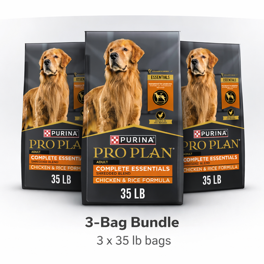3-Bag Bundle of Purina® Pro Plan Complete Essentials Shredded Blend Adult Dry Dog Food - Chicken & Rice