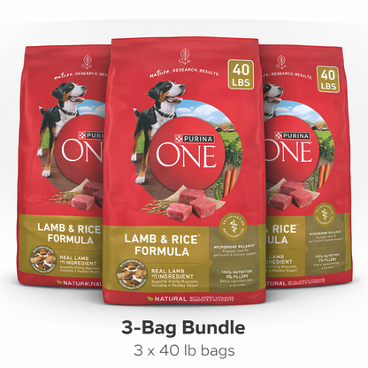 3-Bag Bundle Of Purina® ONE® Adult Dog Dry Food - Lamb & Rice, High-Protein